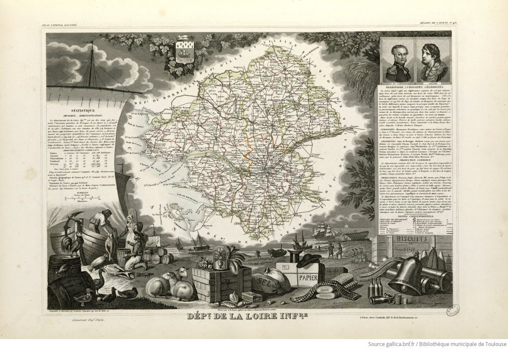 Carte du département de la Loire-Inférieure, 1854 Source : Bibliothèque nationale de France (Gallica)